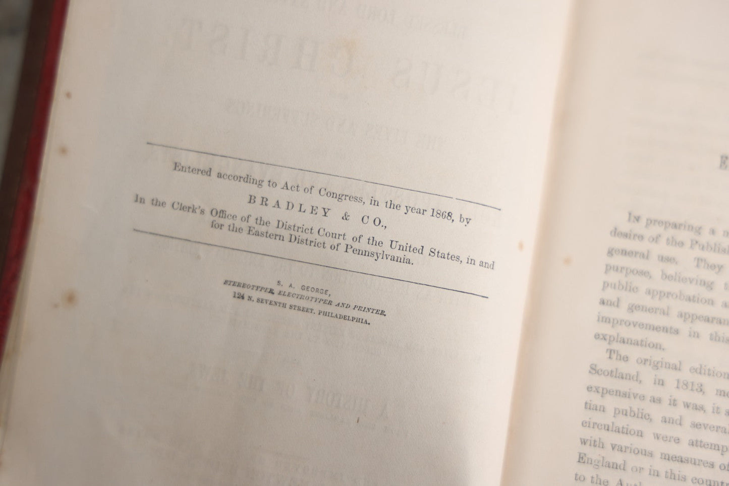 Lot 181 - "Life Of Christ" Antique Salesman’S Dummy Book By Rev. John Fleetwood, D.D., Profusely Illustrated With Engraved Plates, Ornate Gilt-Embossed Leather Boards With Decorative Spine And Sample Bindings, Bradley & Co., Philadelphia, 1870