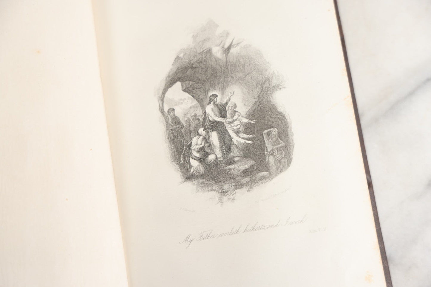 Lot 181 - "Life Of Christ" Antique Salesman’S Dummy Book By Rev. John Fleetwood, D.D., Profusely Illustrated With Engraved Plates, Ornate Gilt-Embossed Leather Boards With Decorative Spine And Sample Bindings, Bradley & Co., Philadelphia, 1870