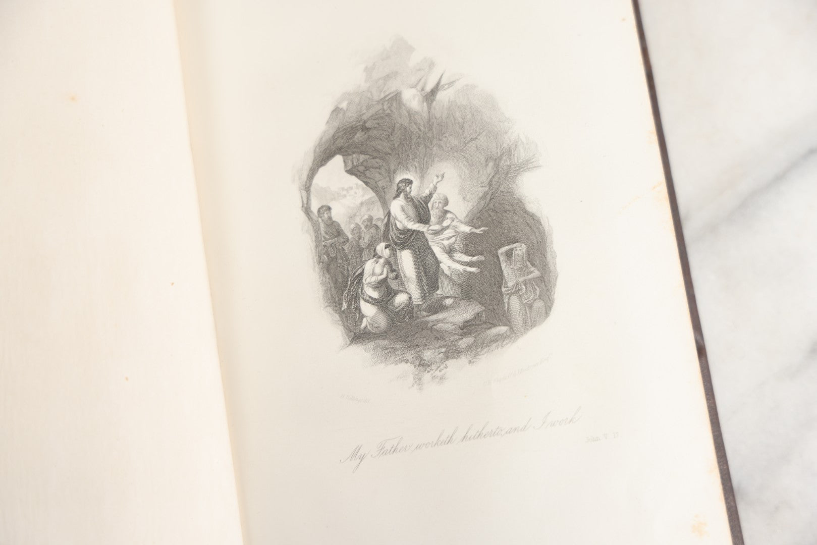 Lot 181 - "Life Of Christ" Antique Salesman’S Dummy Book By Rev. John Fleetwood, D.D., Profusely Illustrated With Engraved Plates, Ornate Gilt-Embossed Leather Boards With Decorative Spine And Sample Bindings, Bradley & Co., Philadelphia, 1870