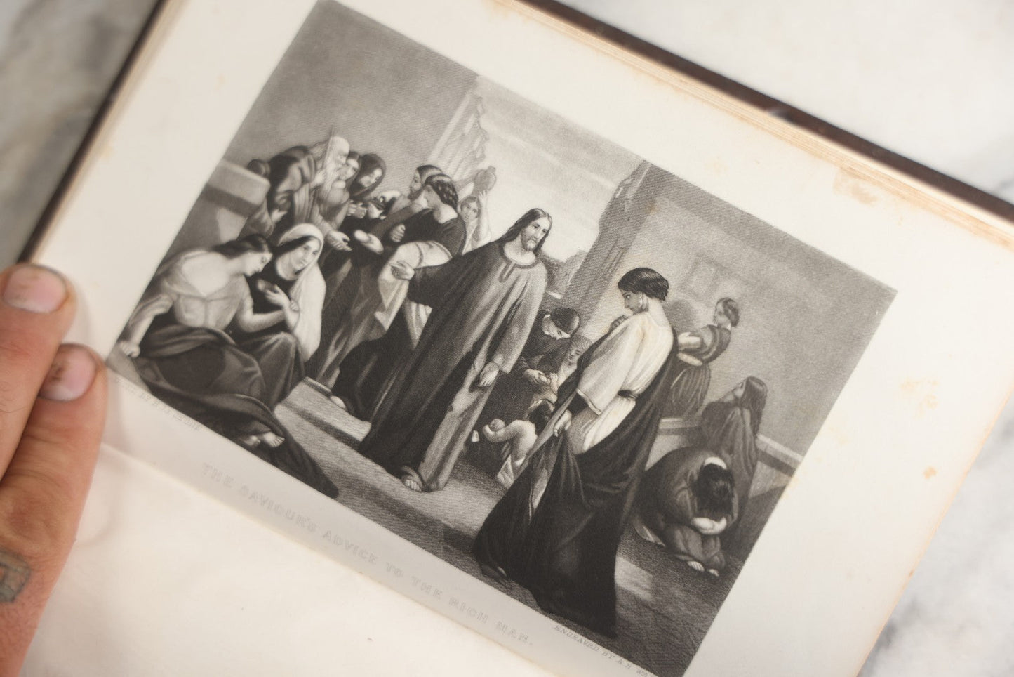 Lot 181 - "Life Of Christ" Antique Salesman’S Dummy Book By Rev. John Fleetwood, D.D., Profusely Illustrated With Engraved Plates, Ornate Gilt-Embossed Leather Boards With Decorative Spine And Sample Bindings, Bradley & Co., Philadelphia, 1870