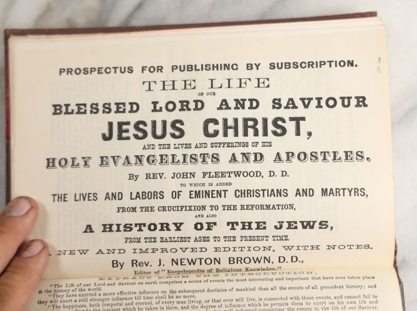 Lot 181 - "Life Of Christ" Antique Salesman’S Dummy Book By Rev. John Fleetwood, D.D., Profusely Illustrated With Engraved Plates, Ornate Gilt-Embossed Leather Boards With Decorative Spine And Sample Bindings, Bradley & Co., Philadelphia, 1870