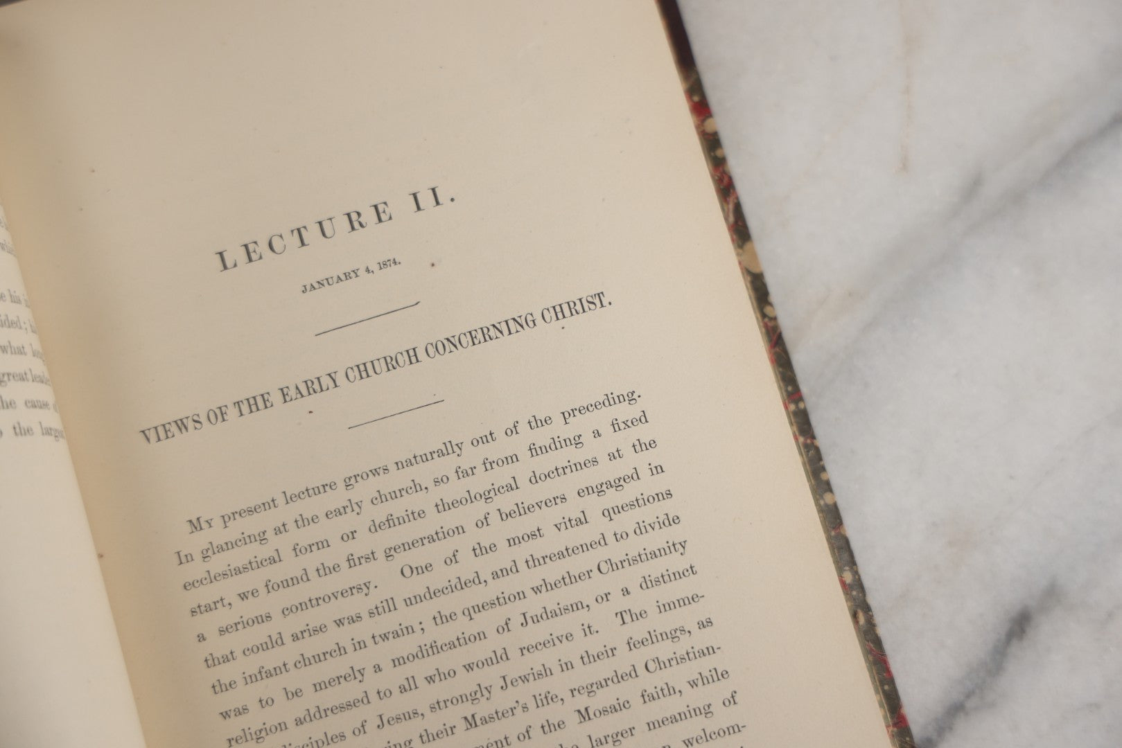Lot 182 - "Ten Lectures On Orthodoxy And Heresy In The Christian Church" Antique Religious Book By Edward H. Hall, Privately Printed By Charles Hamilton, Palladium Office, Worcester, 1874, In Fine Period Half Leather Binding With Marbled Boards