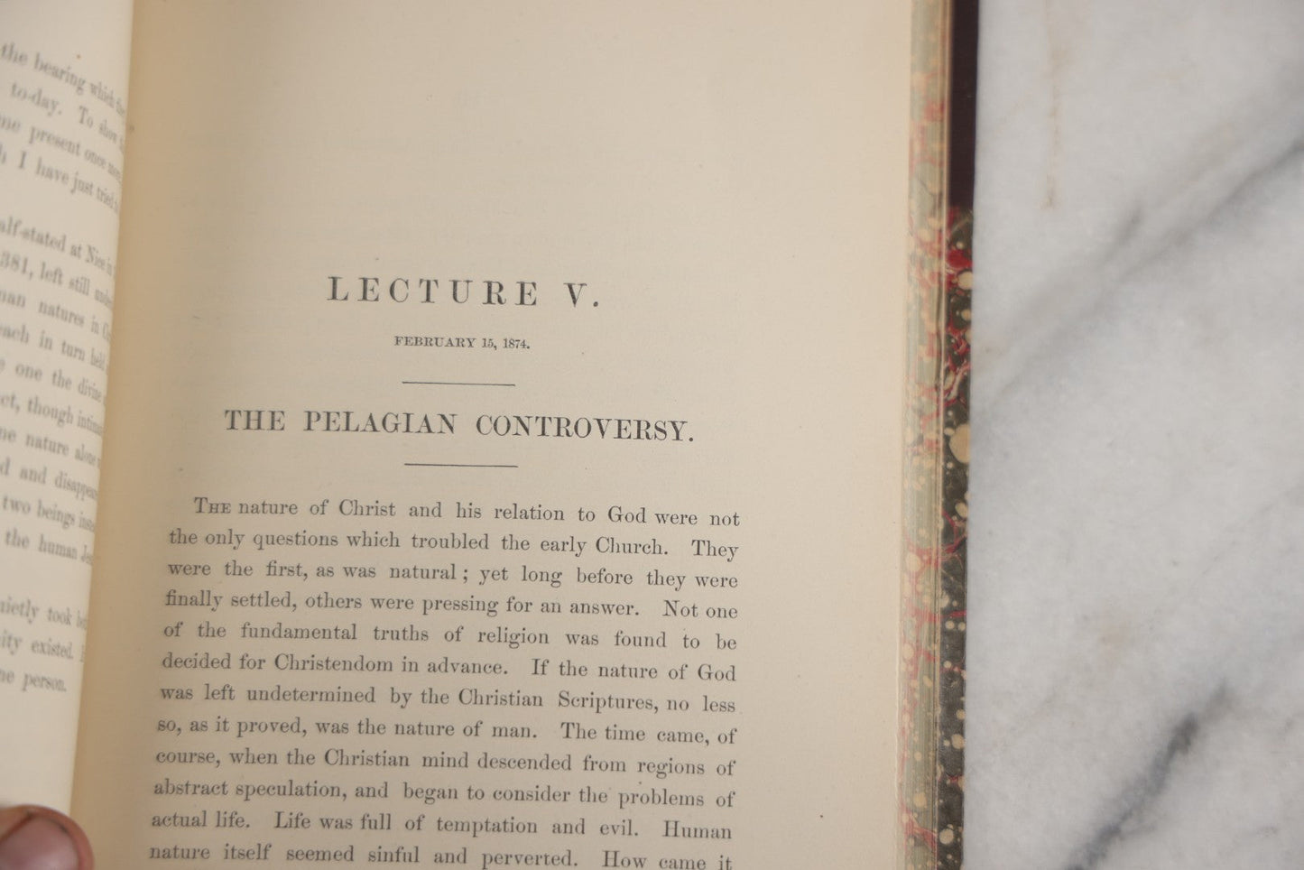 Lot 182 - "Ten Lectures On Orthodoxy And Heresy In The Christian Church" Antique Religious Book By Edward H. Hall, Privately Printed By Charles Hamilton, Palladium Office, Worcester, 1874, In Fine Period Half Leather Binding With Marbled Boards