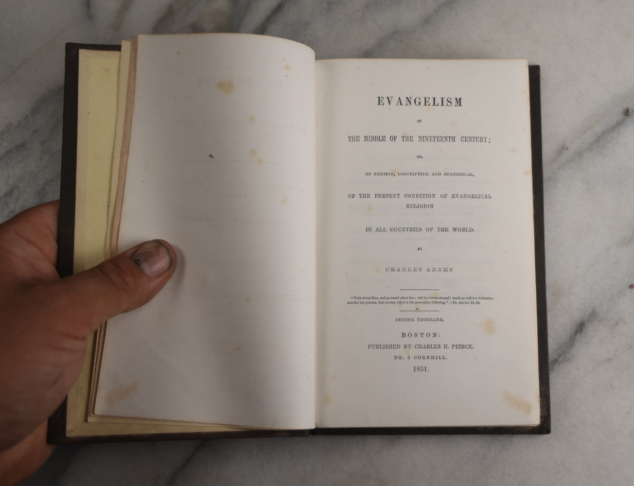Lot 185 - "Evangelism In The Middle Of The Nineteenth Century" Antique Scholarly Religious Book By Charles Adams, Charles H. Peirce, Publisher, Boston, 1851