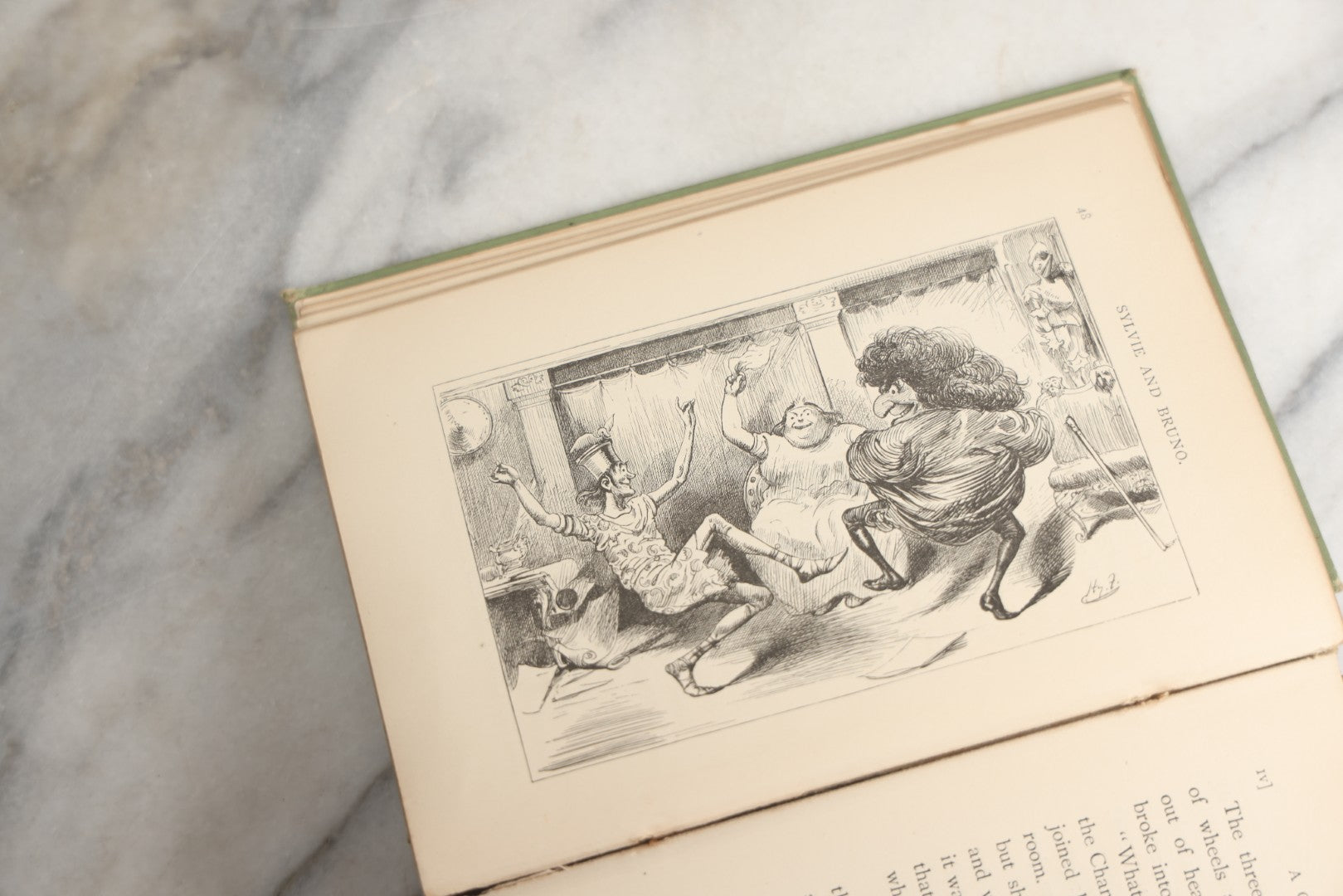 Lot 188 - Pair Of Antique Books, "Sylvie And Bruno" And "Sylvie And Bruno Concluded" By Lewis Carroll, Matching Illustrated Green Cloth Covers With Red And Black Designs, Macmillan And Co., Limited, Publisher, London, 1898