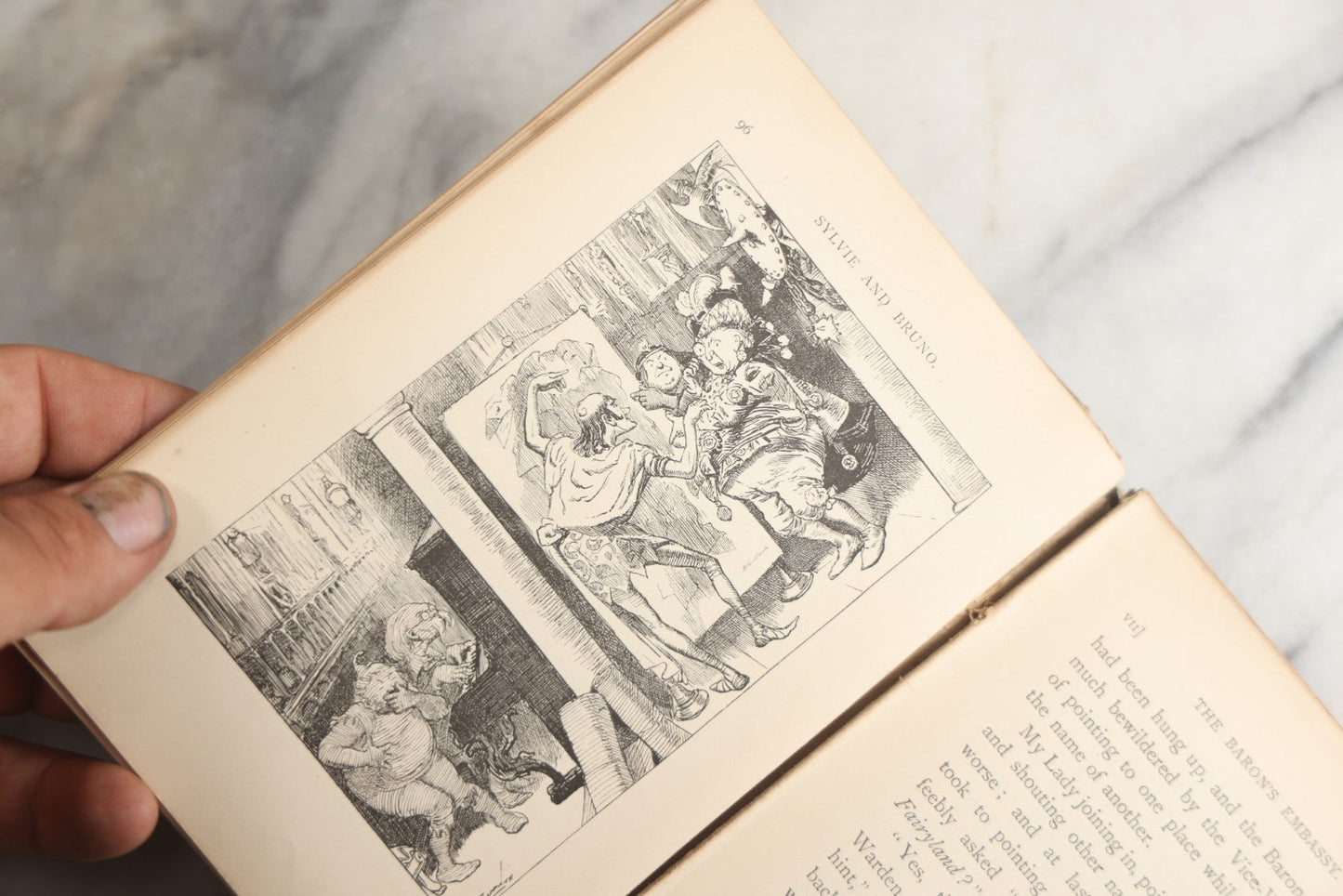 Lot 188 - Pair Of Antique Books, "Sylvie And Bruno" And "Sylvie And Bruno Concluded" By Lewis Carroll, Matching Illustrated Green Cloth Covers With Red And Black Designs, Macmillan And Co., Limited, Publisher, London, 1898
