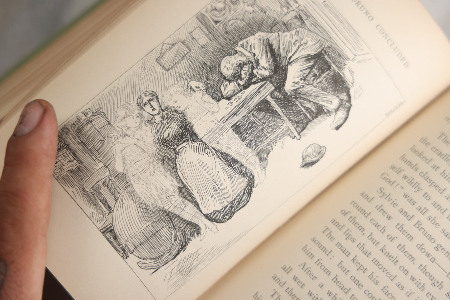 Lot 188 - Pair Of Antique Books, "Sylvie And Bruno" And "Sylvie And Bruno Concluded" By Lewis Carroll, Matching Illustrated Green Cloth Covers With Red And Black Designs, Macmillan And Co., Limited, Publisher, London, 1898