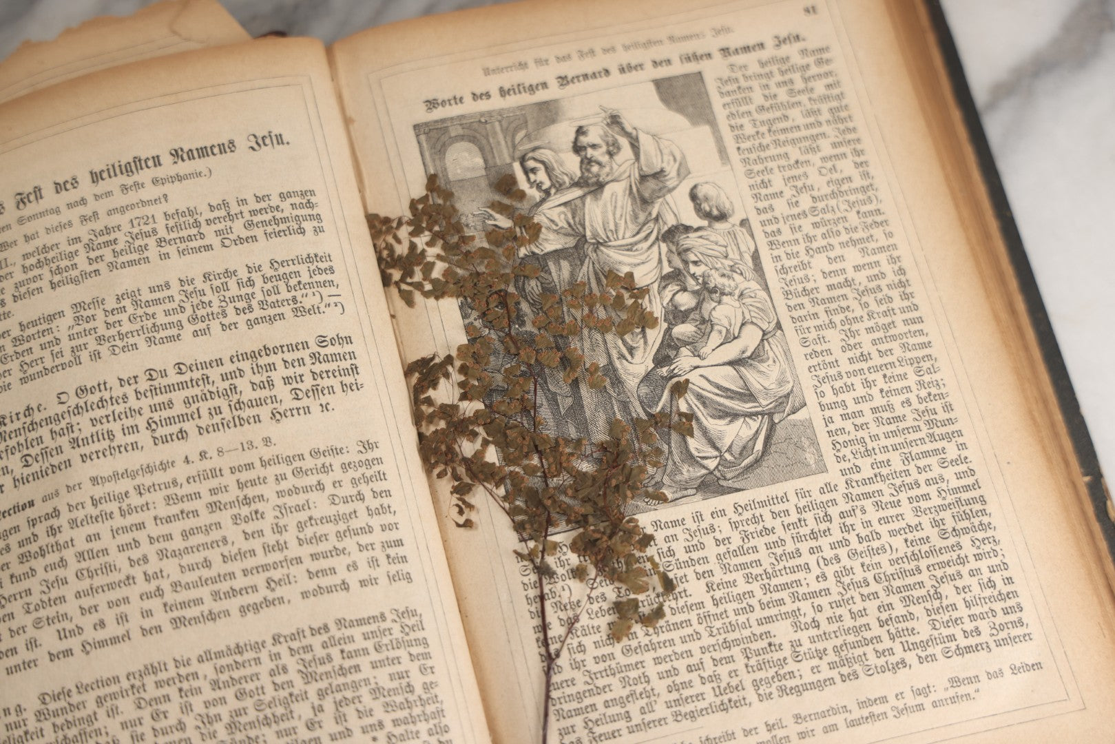 Lot 190 - Antique German Illustrated Religious Book Including Scraps Found In Its Pages, Craft Grade Condition