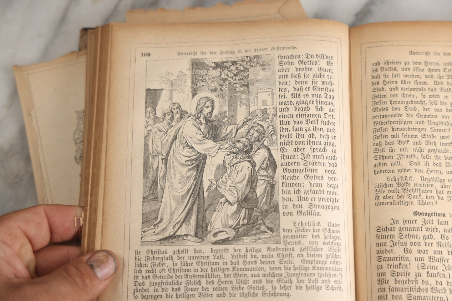Lot 190 - Antique German Illustrated Religious Book Including Scraps Found In Its Pages, Craft Grade Condition