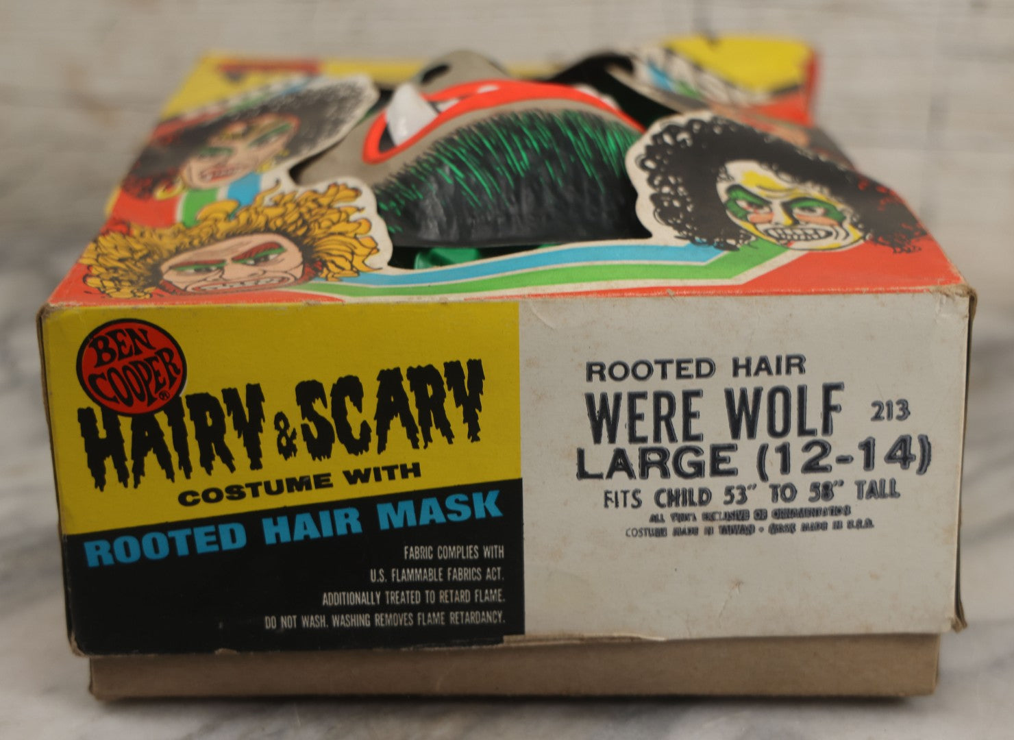 Lot 196 - Vintage Ben Cooper Hairy & Scary Halloween Costume In Box, Werewolf, With Partial Mask, Plastic Costume, Ben Cooper Inc., Brooklyn, New York, 1978, Note Mask Badly Damaged
