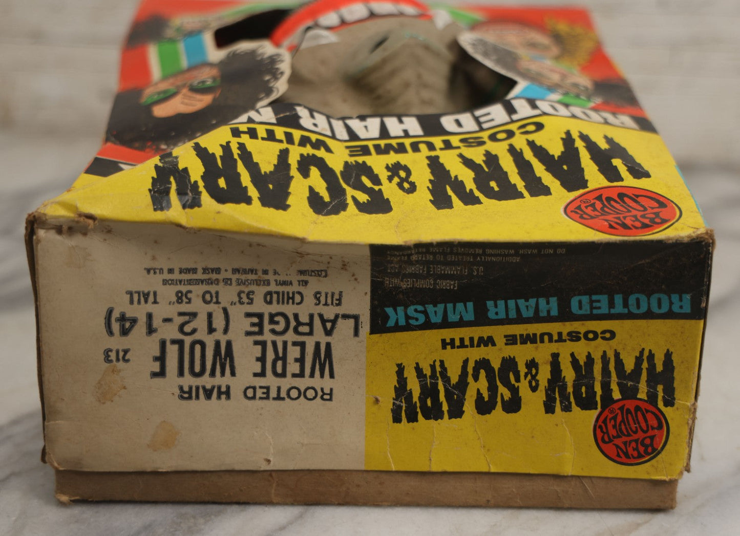 Lot 196 - Vintage Ben Cooper Hairy & Scary Halloween Costume In Box, Werewolf, With Partial Mask, Plastic Costume, Ben Cooper Inc., Brooklyn, New York, 1978, Note Mask Badly Damaged