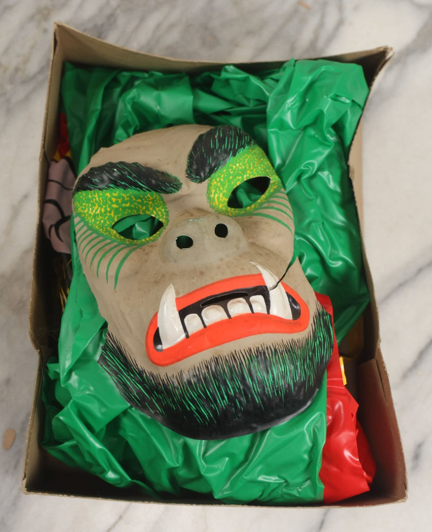Lot 196 - Vintage Ben Cooper Hairy & Scary Halloween Costume In Box, Werewolf, With Partial Mask, Plastic Costume, Ben Cooper Inc., Brooklyn, New York, 1978, Note Mask Badly Damaged