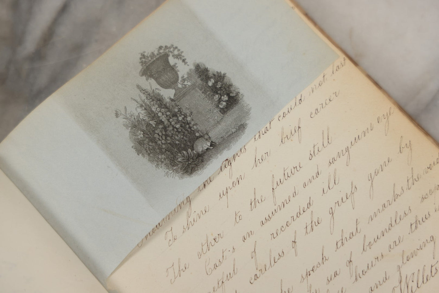 Lot 215 - Early Antique Autograph Album With Dozens Of Poems, Signatures, And More, With Engravings Throughout, 1830s