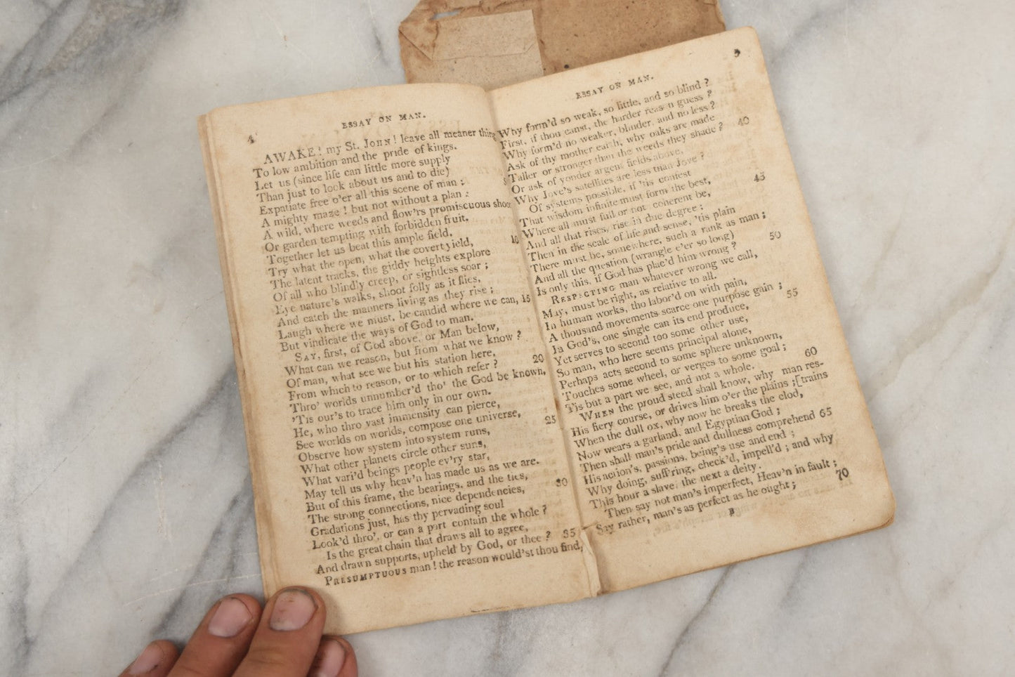 Lot 233 - "Essay On Man: In Four Epistles, To Which Is Added The Universal Prayer" Early Antique Soft Cover Booklet By Alexander Pope, Esquire, Printed By Salmon Wilder, Jaffrey, New Hampshire, 1813, With Original Paper Sleeve