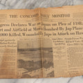 Lot 236 - Vintage Concord Daily Monitor Newspaper From Monday, December 8, 1941, Reporting On The Pearl Harbor Attacks Which Occurred The Previous Day