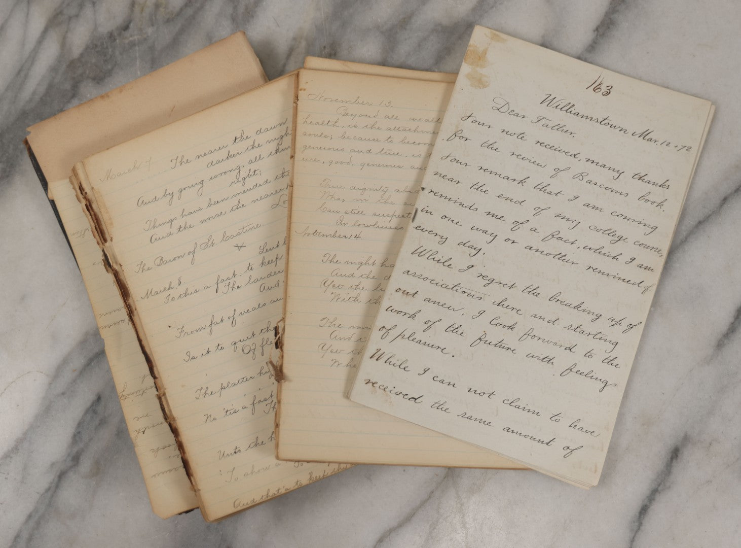 Lot 243 - Partial Antique Journal And Letters, Circa 1890s Including L ...