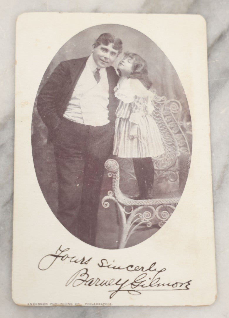 Lot 248 - Antique Cabinet Card Collectible Photograph Of Actor Barney Gilmore With Co-Star, Facsimile Signature, Anderson Publishing Co., Philadelphia