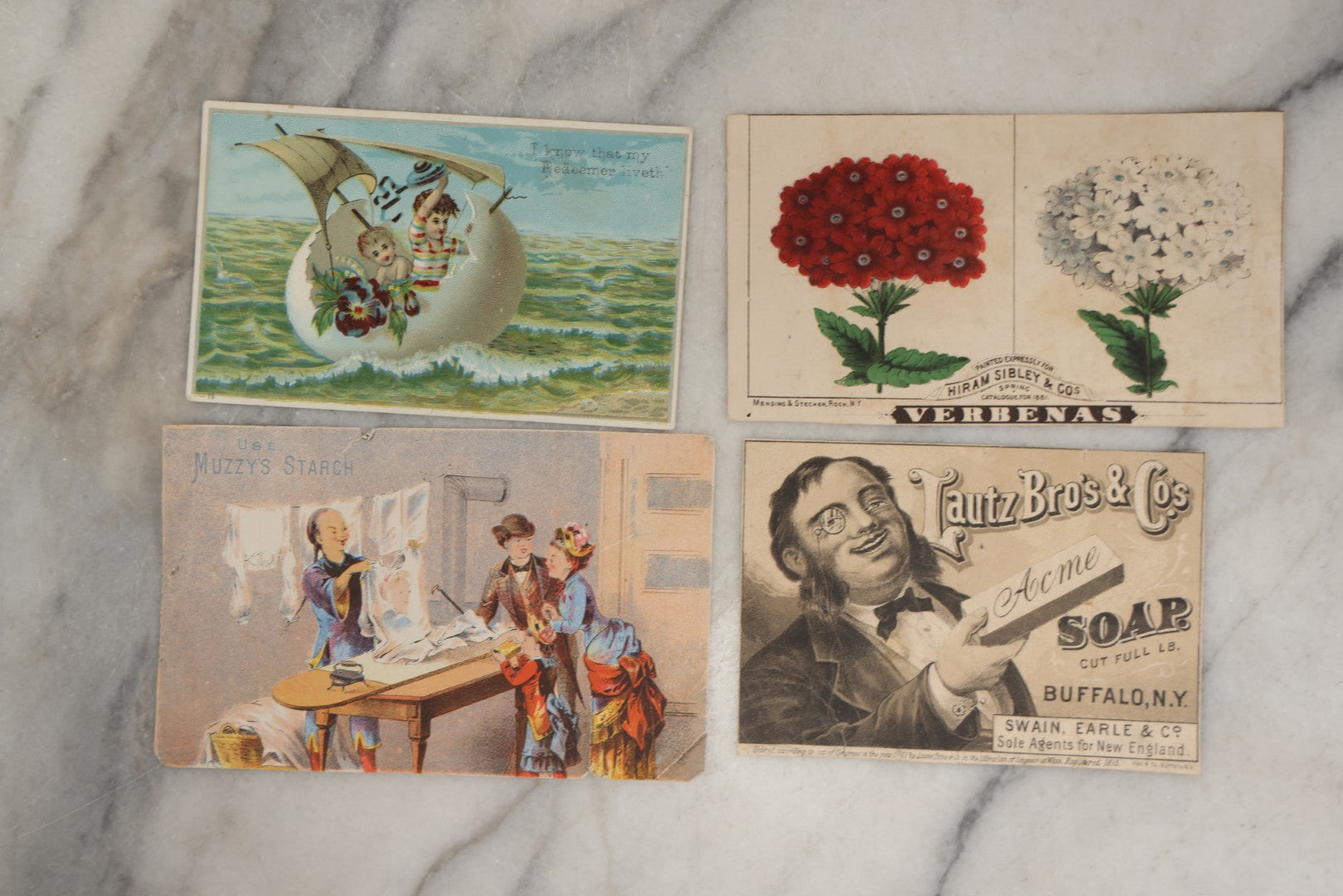 Lot 253 - Grouping Of Approximately 65 Antique Lithgraphed Trade Cards, Including Mechanical Paper Card, Various Advertisements