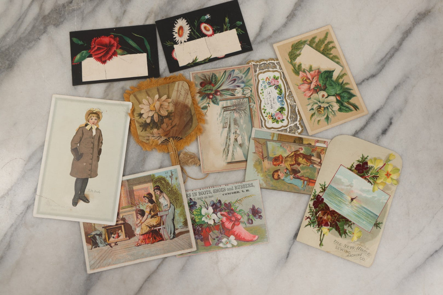 Lot 253 - Grouping Of Approximately 65 Antique Lithgraphed Trade Cards, Including Mechanical Paper Card, Various Advertisements