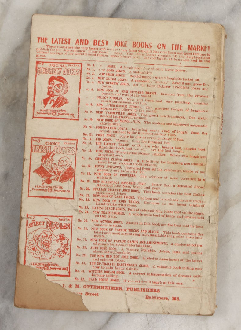 Lot 265 - "Napoleon's Lucky Dream Book Oraculum And Book Of Fate" Antique Paperback Book With Oracle Chart, Fortune-Telling By Cards Instructions, I&M Ottenheimer, Publishers, Baltimore
