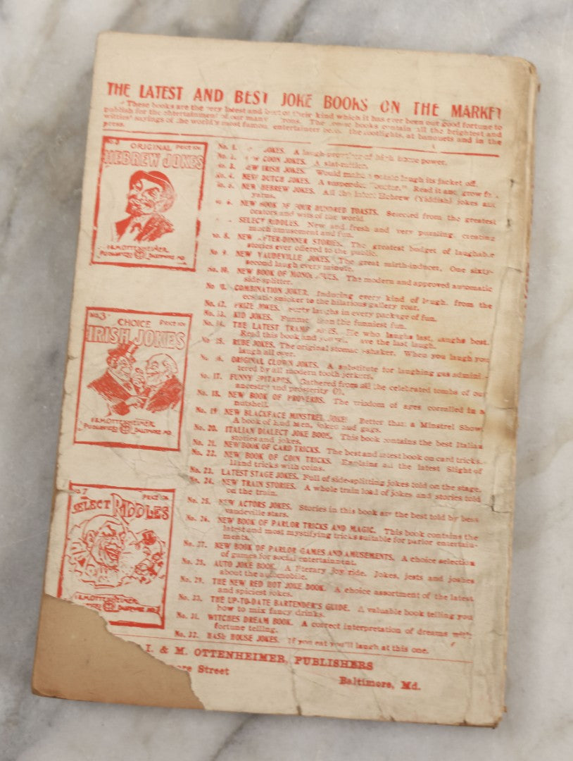 Lot 265 - "Napoleon's Lucky Dream Book Oraculum And Book Of Fate" Antique Paperback Book With Oracle Chart, Fortune-Telling By Cards Instructions, I&M Ottenheimer, Publishers, Baltimore