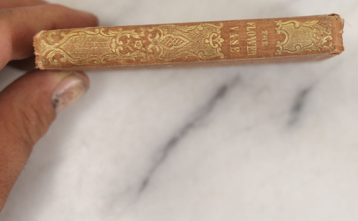 Lot 273 - "The Flower Vase; Containing The Language Of Flowers And Their Poetic Sentiments" Antique Miniature Illustrated Book With Color Frontispiece Of Flower Vase, By Miss S.C. Edgarton, Merrill And Heywood, Publishers, Lowell, Massachusetts, 1848