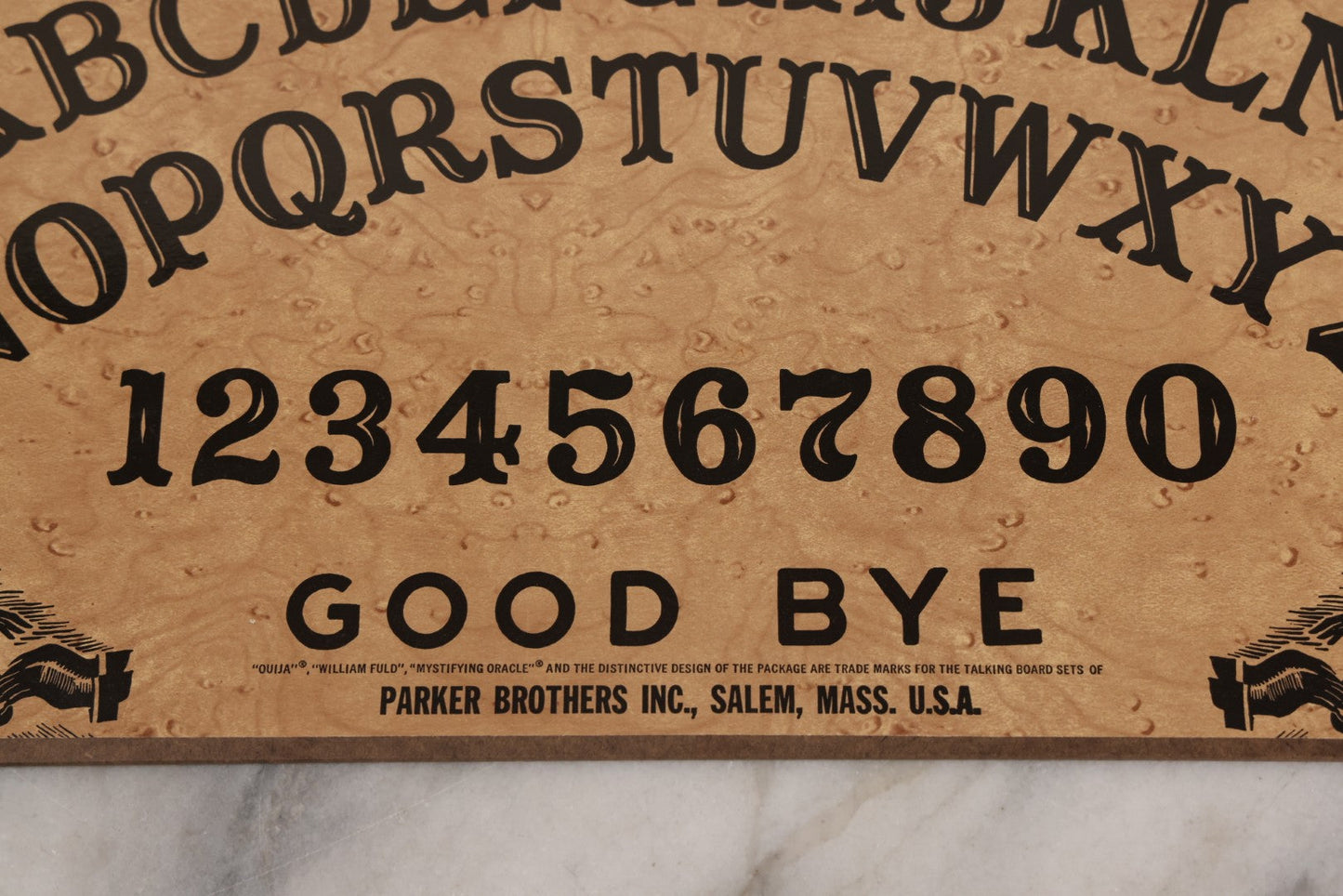 Lot 005 - Vintage William Fuld Talking Board Set, "Ouija" Board, Mystifying Oracle With Original Box And Planchette, Manufactured By Parker Brothers, Salem, Massachusetts, Circa Late 1960s/1970s