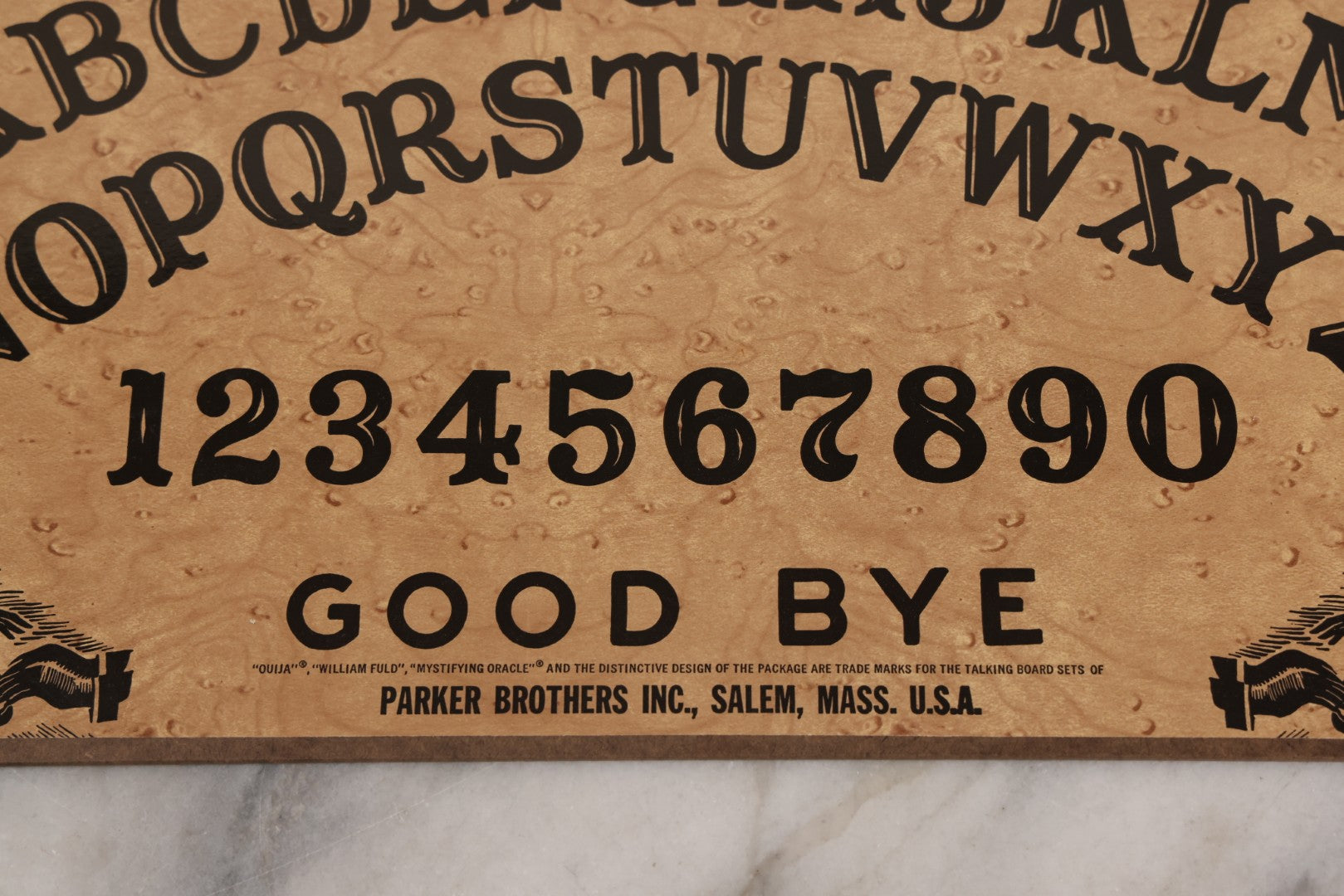 Lot 005 - Vintage William Fuld Talking Board Set, "Ouija" Board, Mystifying Oracle With Original Box And Planchette, Manufactured By Parker Brothers, Salem, Massachusetts, Circa Late 1960s/1970s