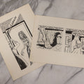 Lot 063 - Pair Of Vintage Horror Themed Original Hand Drawn Pen And Ink Underground Comic Book Art Panels, Zombie Bride Haunts Man Reading Poe, Attributed To D.K. (D.F.K.), Circa 1970-1975, On Artist Paper, 12" x 9"