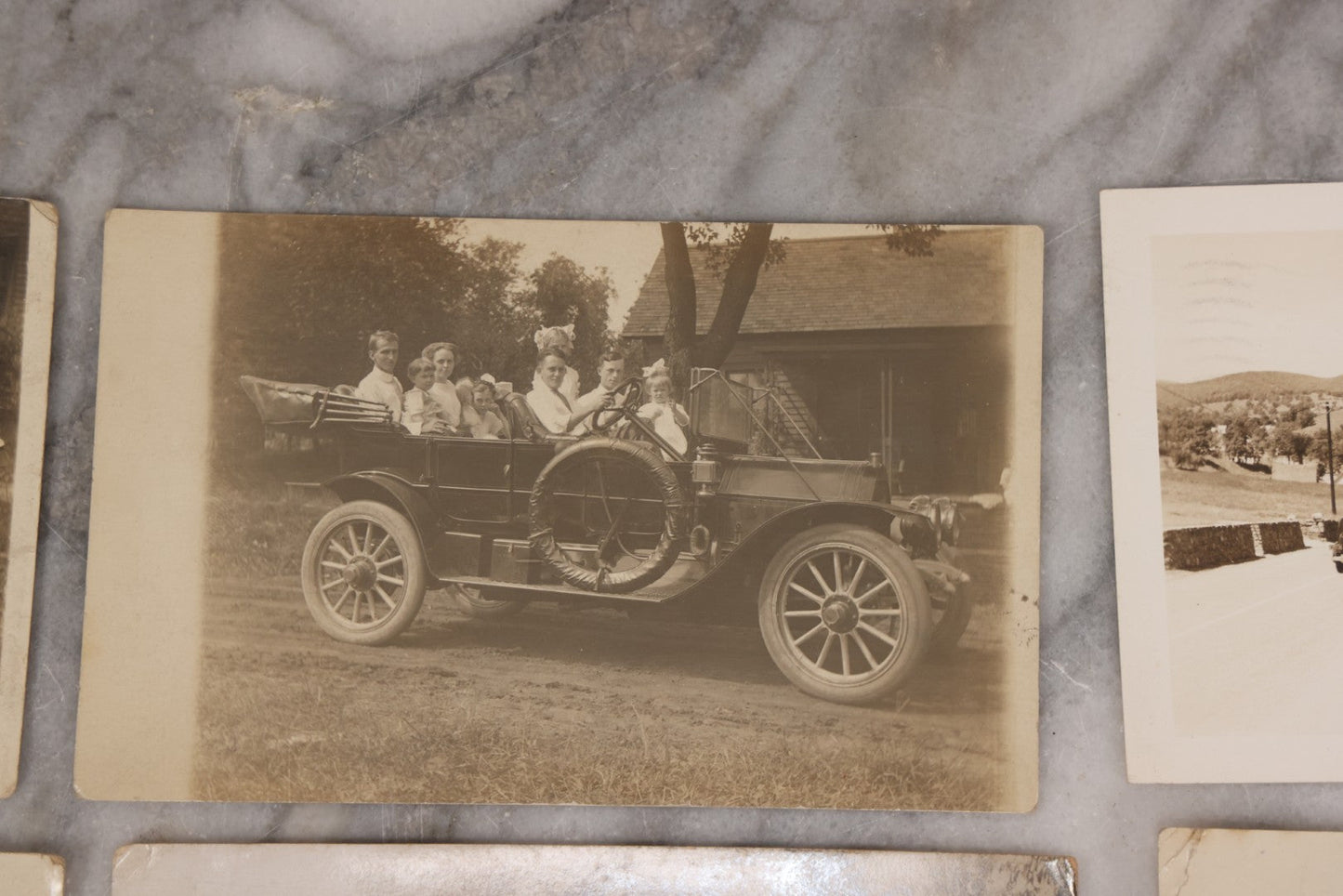 Lot 084 - Grouping Of Ten Antique Real Photo Postcards R.P.P.C. Of Transportation And Locations, Including Early Automobiles, Horse Drawn Carriages, And Landmarks In And Around New Hampshire