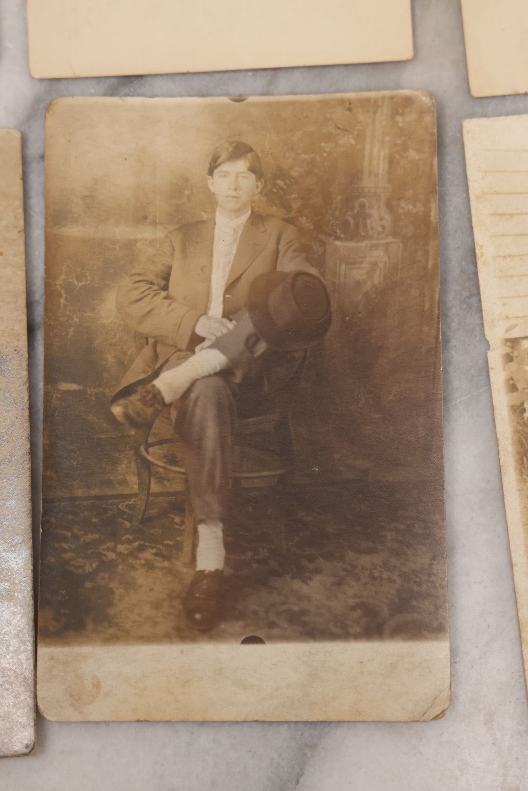 Lot 085 - Grouping Of 18 Antique Real Photo Postcards R.P.P.C. Of Men And Boys, Including Men In Overalls, Knights Templar / Freemasons, Sailors, Men Smoking, And More
