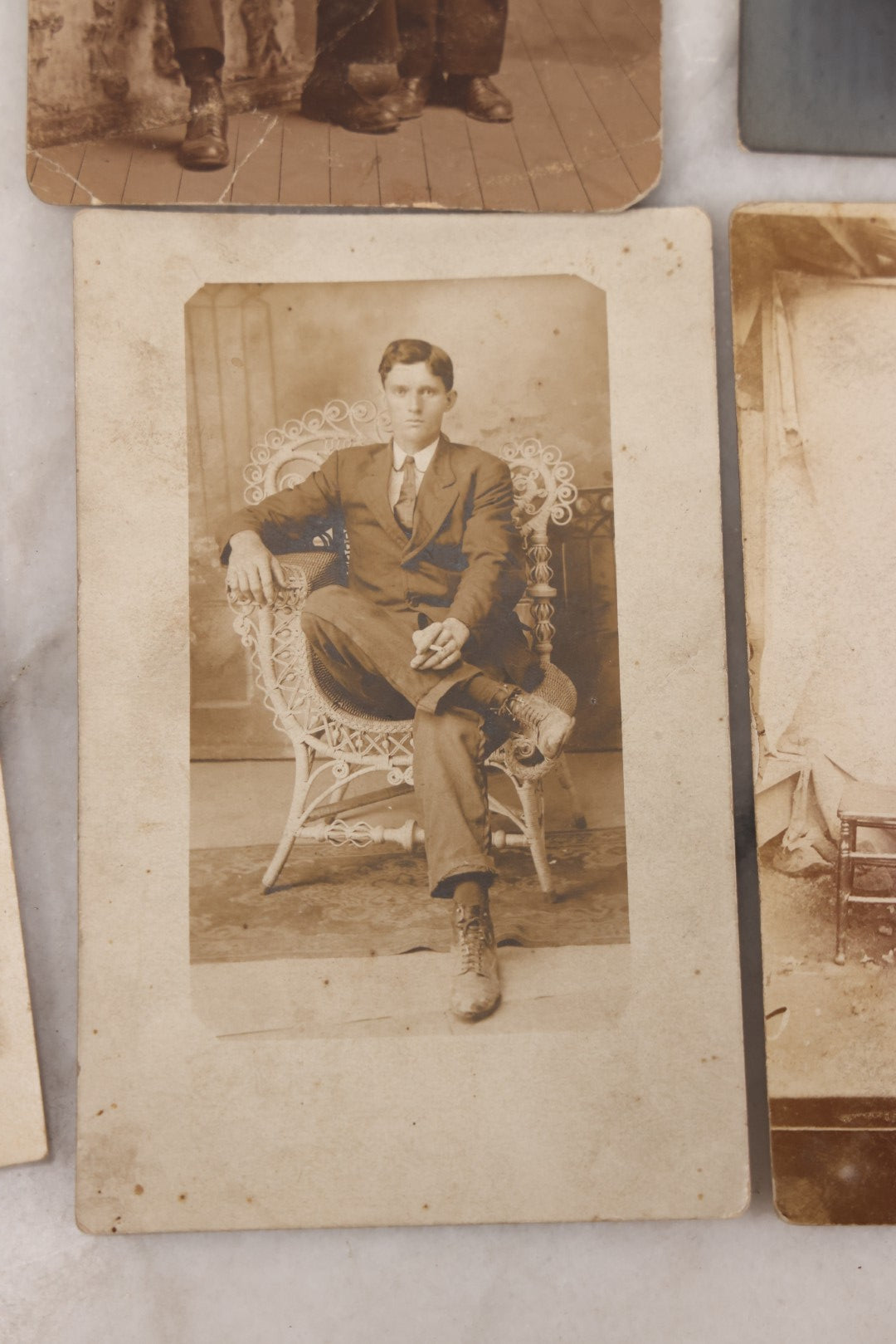 Lot 085 - Grouping Of 18 Antique Real Photo Postcards R.P.P.C. Of Men And Boys, Including Men In Overalls, Knights Templar / Freemasons, Sailors, Men Smoking, And More