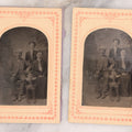 Lot 089 - Pair Of Antique Tintype Photographs, Two Identical Photographs Of Family With Young Boy In Paper Arch Cut Frame