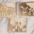 Lot 097 - Grouping Of Three Antique Unmounted Paper Photographs Of Men Posing In And Around Albany County, New York, Including With Horses, In Front Of Confectionary Shop, And Holding Paper With Headline "Choicelest Lands, Albany County"