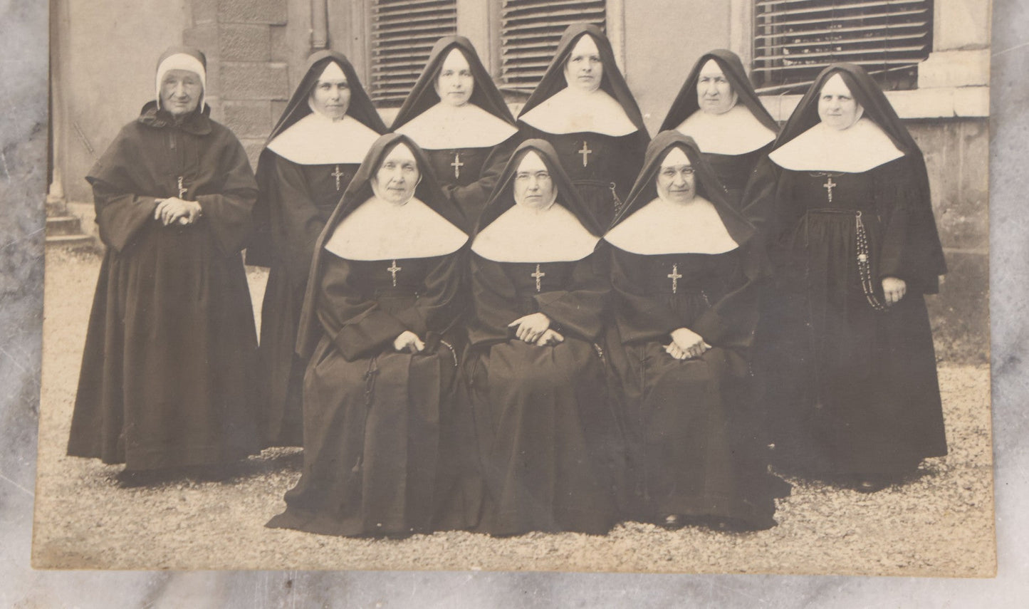 Lot 100 - Grouping Of Three Antique Photographs Of Nuns Including Postcard Of Group, And Two Snapshots