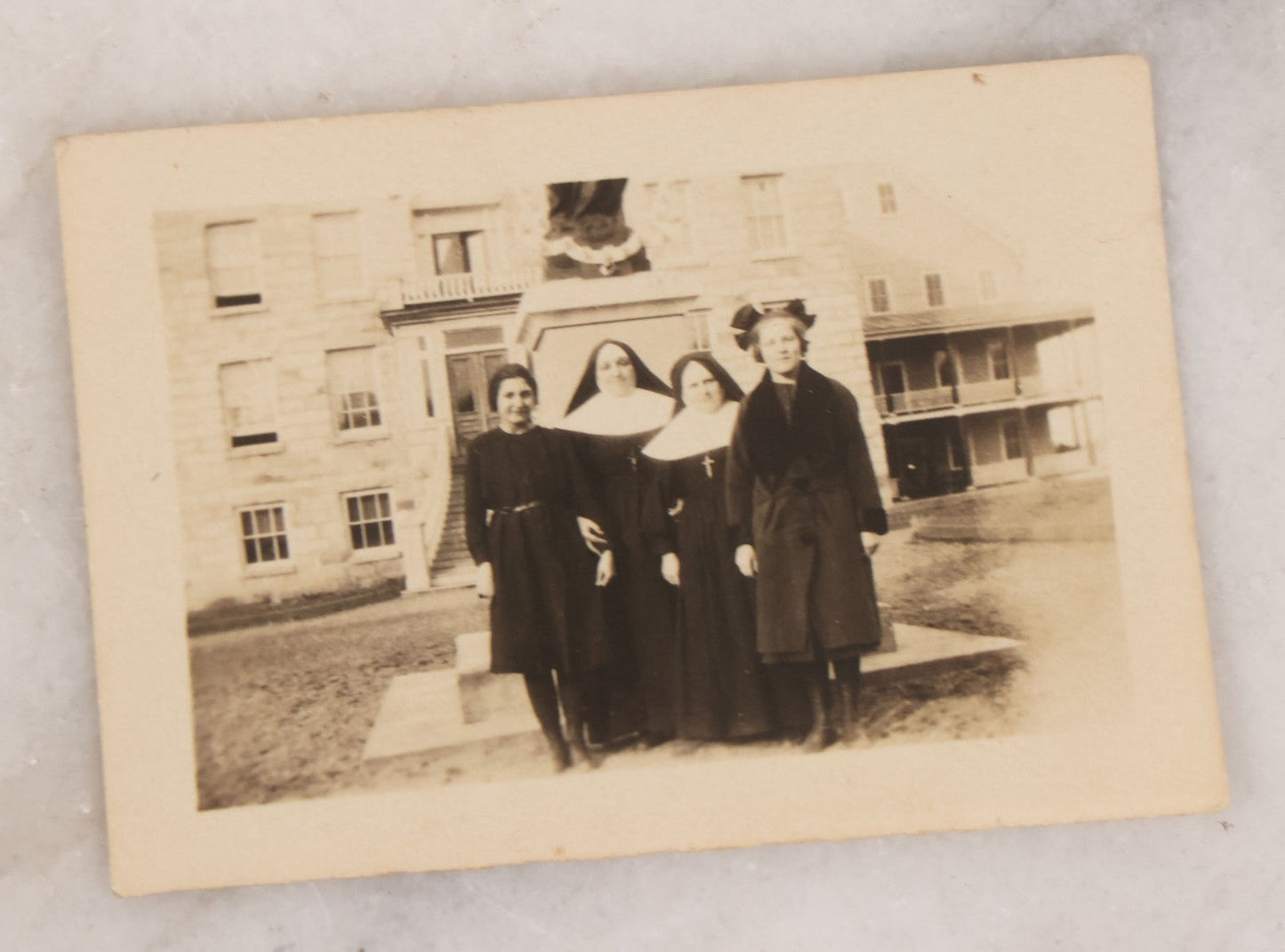 Lot 100 - Grouping Of Three Antique Photographs Of Nuns Including Postcard Of Group, And Two Snapshots