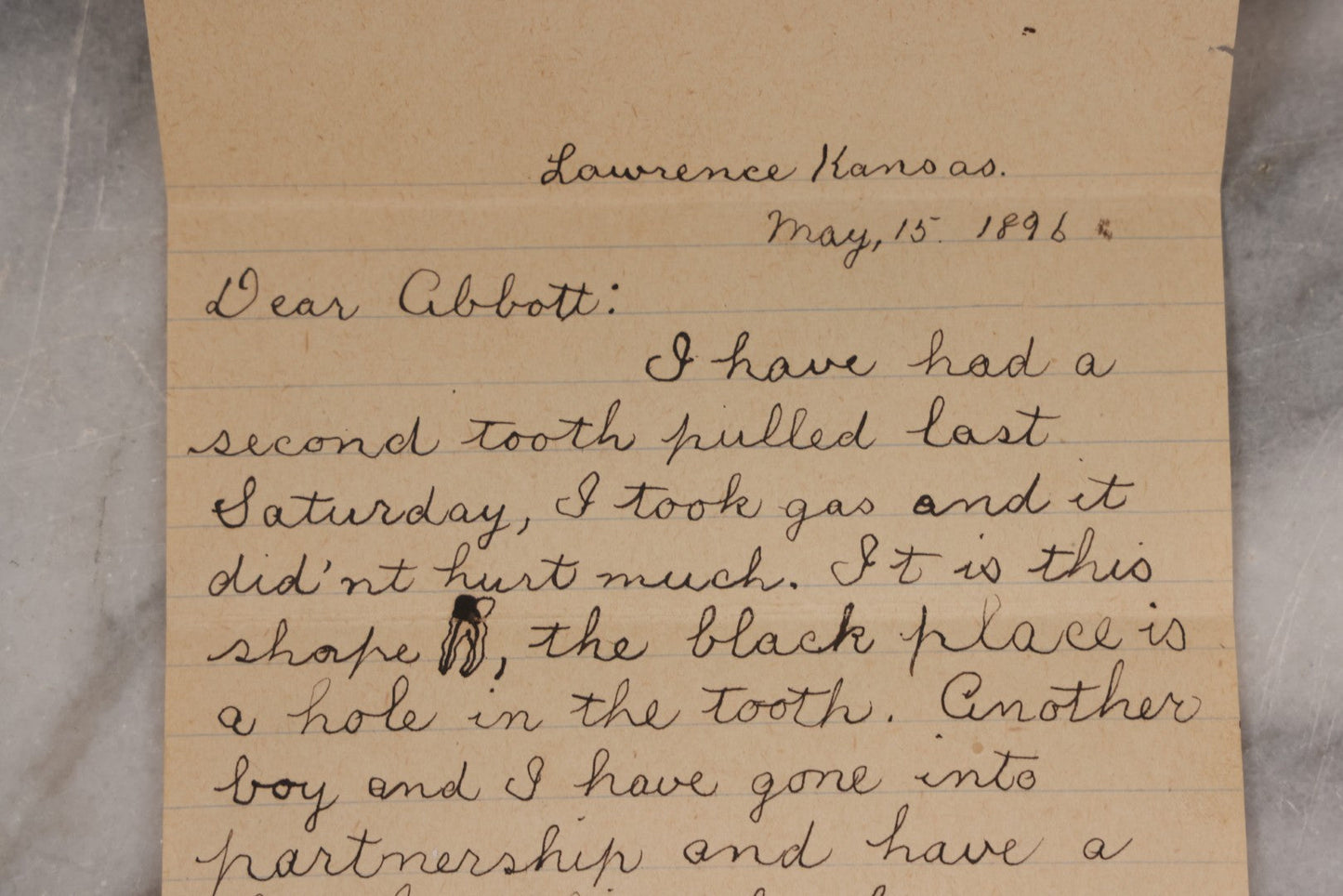 Lot 118 - Grouping Of Three Antique Handwritten Letters By Lawrence Brett, Circa 1896, Lawrence, Kansas, To Friends Abbott And Mr. Pierson, Rsvp And Update About Tooth Pulling, Pet Rabbit Business With Local Boy