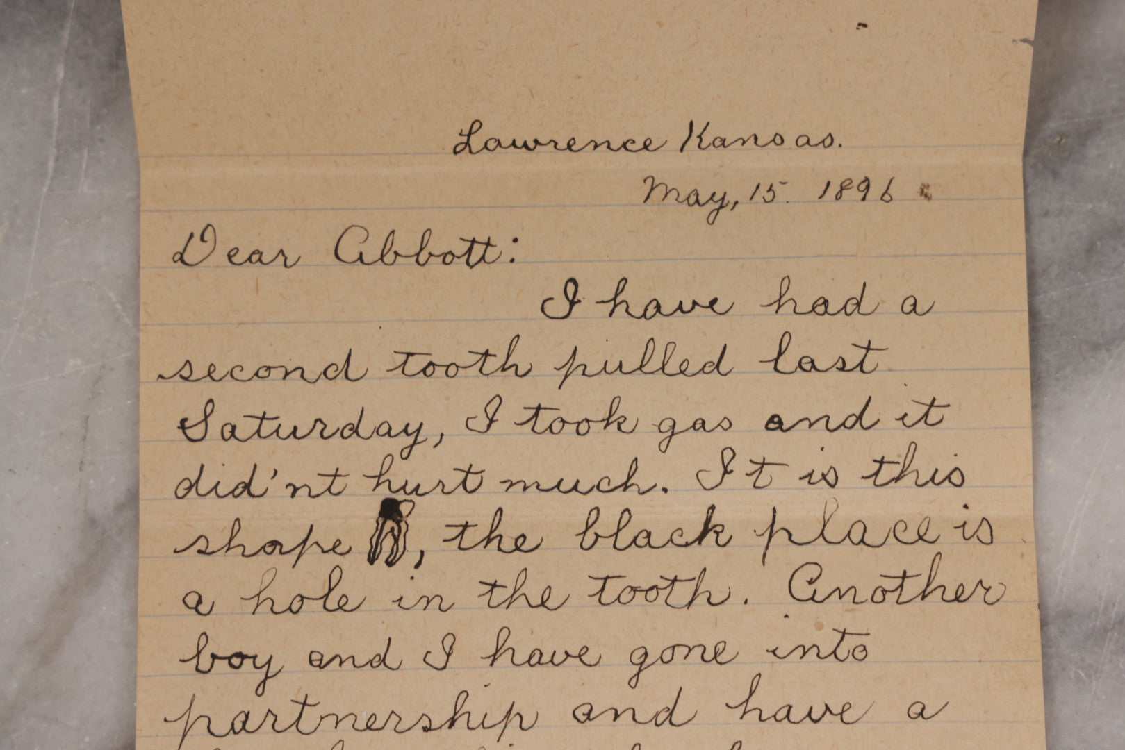 Lot 118 - Grouping Of Three Antique Handwritten Letters By Lawrence Brett, Circa 1896, Lawrence, Kansas, To Friends Abbott And Mr. Pierson, Rsvp And Update About Tooth Pulling, Pet Rabbit Business With Local Boy