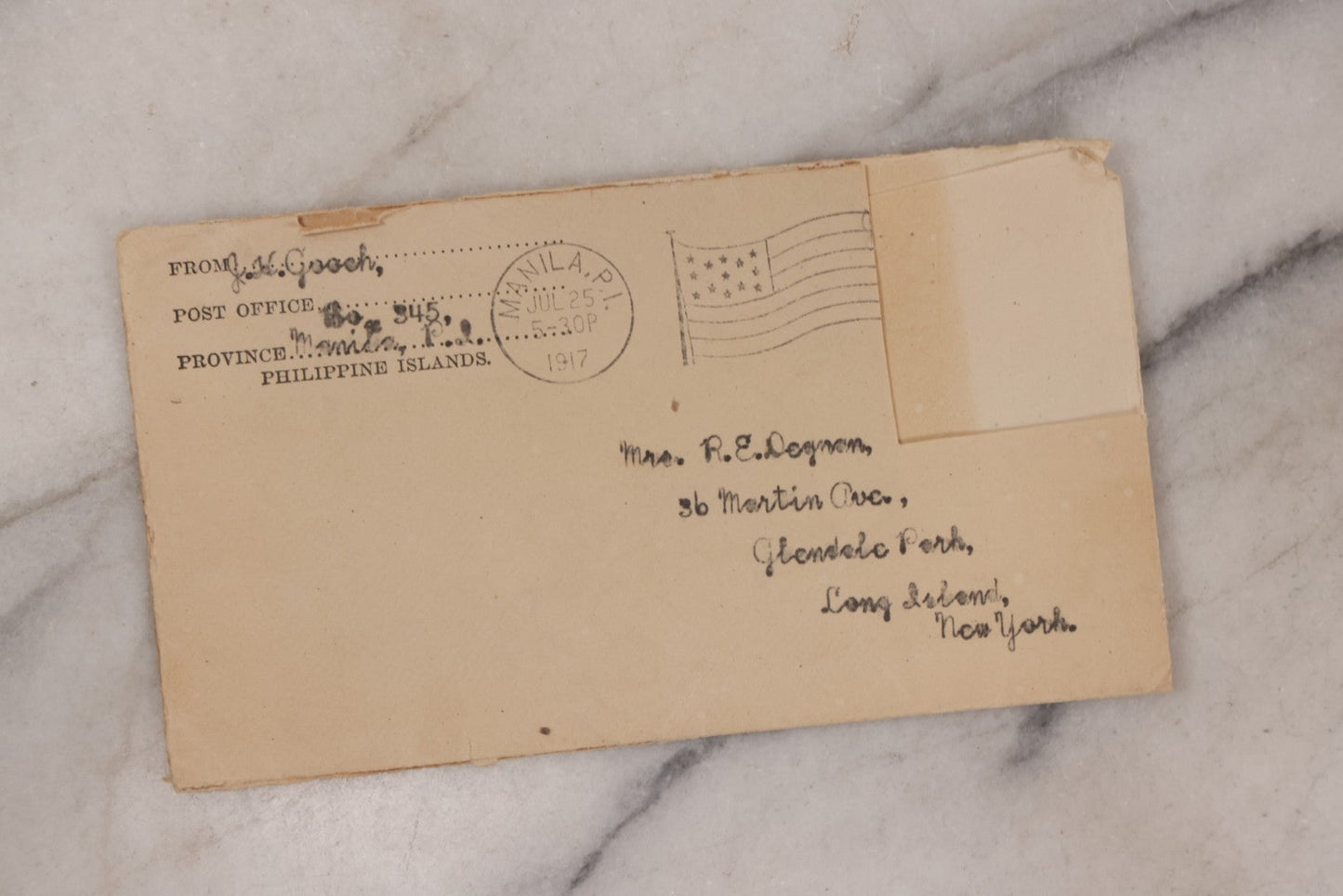 Lot 119 - Grouping Of Three Antique Typed & Handwritten Letters Addressed To Mrs. Degnan, New York, 1906-1917, From Her Father Mr. Gooch In The Philippines And Mother Mrs. Gooch In Oakland, Ca