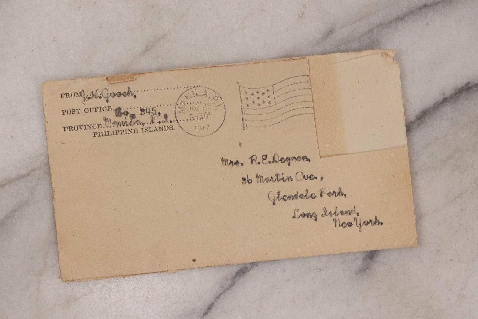 Lot 119 - Grouping Of Three Antique Typed & Handwritten Letters Addressed To Mrs. Degnan, New York, 1906-1917, From Her Father Mr. Gooch In The Philippines And Mother Mrs. Gooch In Oakland, Ca