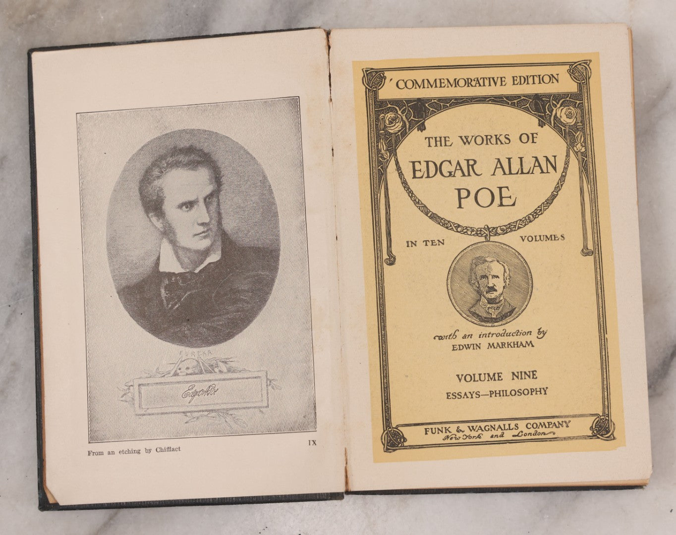 Lot 120 - "The Works Of Edgar Allan Poe" Antique Commemorative Edition, 9 Volumes Of 10, Missing Volume 8, Published By Funk & Wagnalls Company, New York And London, 1904