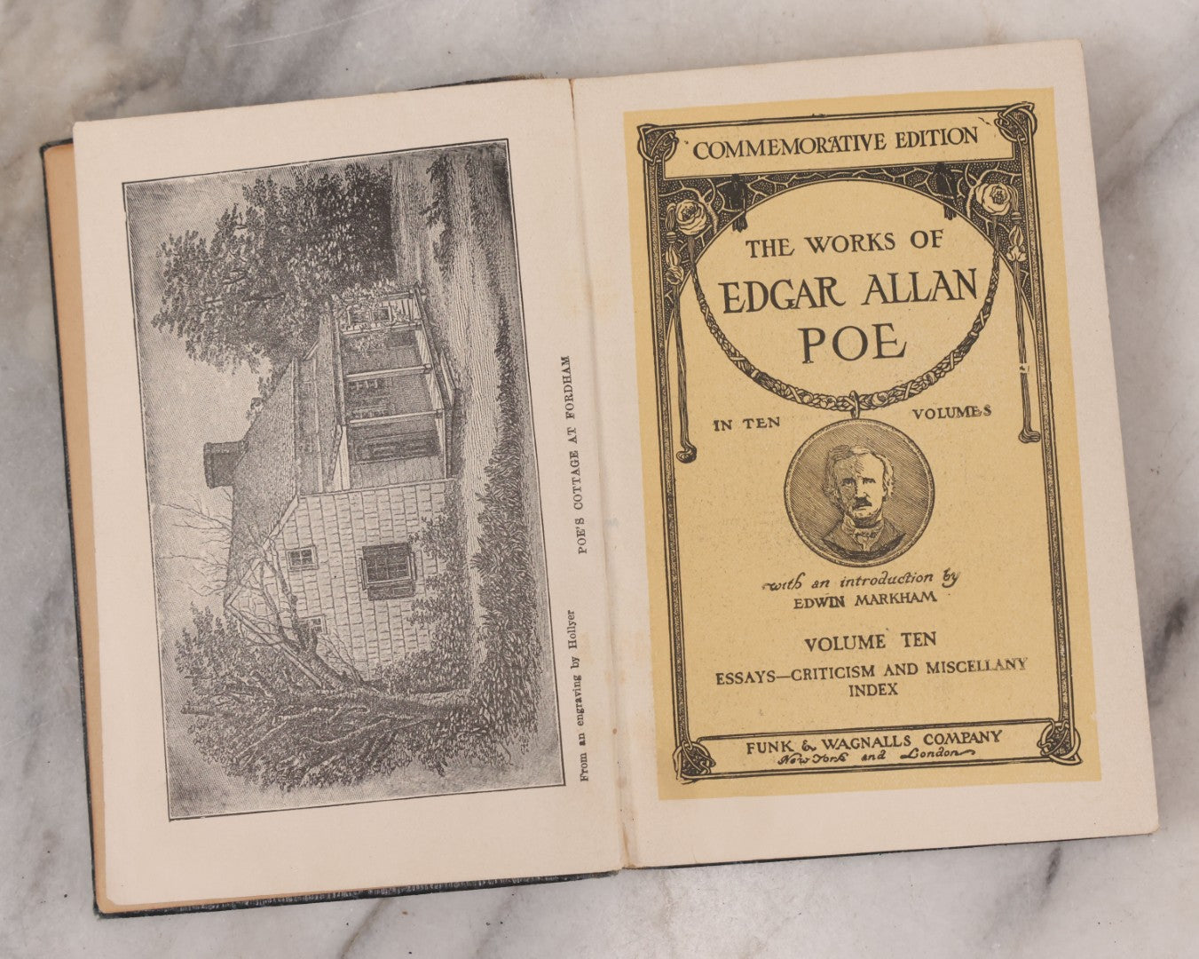 Lot 120 - "The Works Of Edgar Allan Poe" Antique Commemorative Edition, 9 Volumes Of 10, Missing Volume 8, Published By Funk & Wagnalls Company, New York And London, 1904