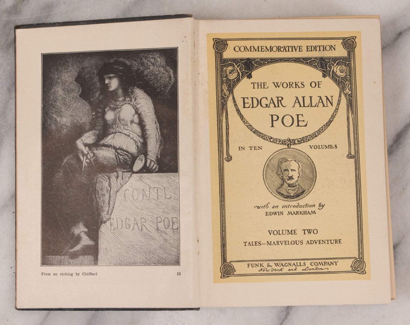 Lot 120 - "The Works Of Edgar Allan Poe" Antique Commemorative Edition, 9 Volumes Of 10, Missing Volume 8, Published By Funk & Wagnalls Company, New York And London, 1904
