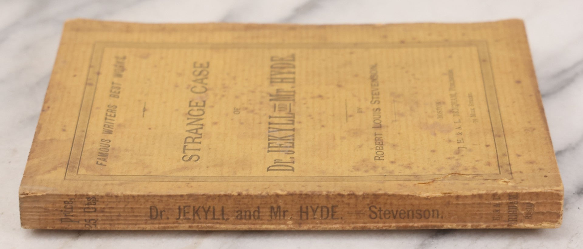 Lot 121 - "Strange Case Of Dr. Jekyll And Mr. Hyde" Antique Paperback Edition Book By Robert Louis Stevenson, Published By J.H. And A.L. Brigham, Boston, Circa 1895