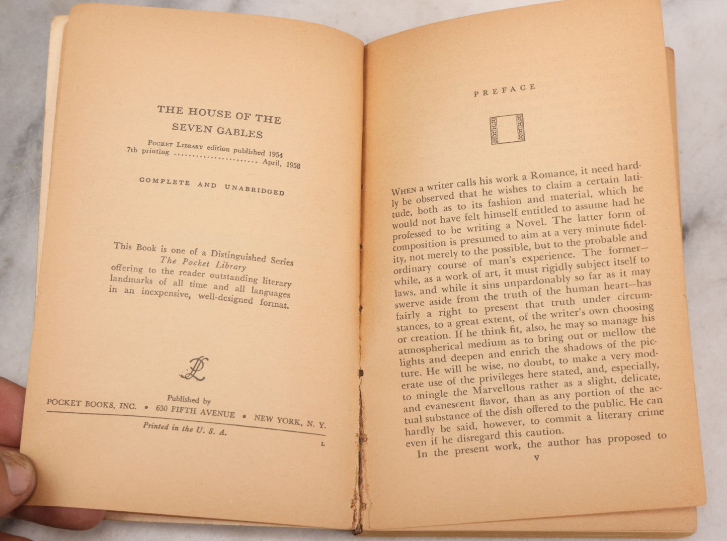 Lot 123 - "The House Of The Seven Gables" Vintage Book By Nathaniel Hawthorne, Based On House In Salem, Massachusetts, Pocket Library Edition, Published By Pocket Books Inc., New York, 7th Printing April 1958