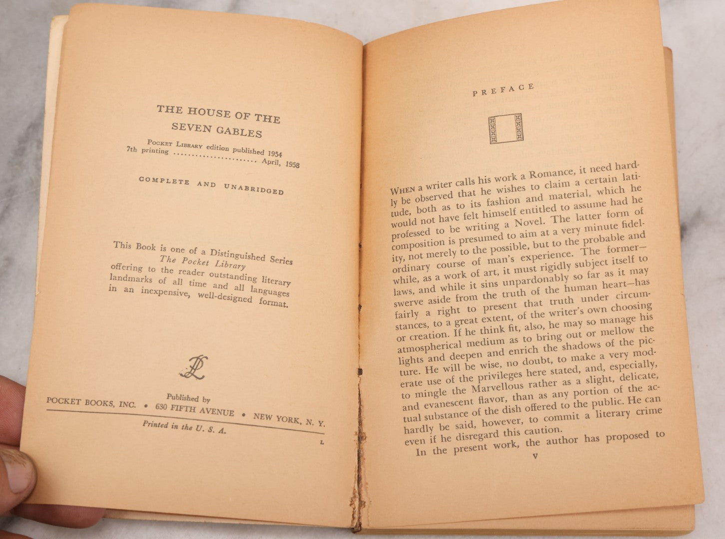 Lot 123 - "The House Of The Seven Gables" Vintage Book By Nathaniel Hawthorne, Based On House In Salem, Massachusetts, Pocket Library Edition, Published By Pocket Books Inc., New York, 7th Printing April 1958