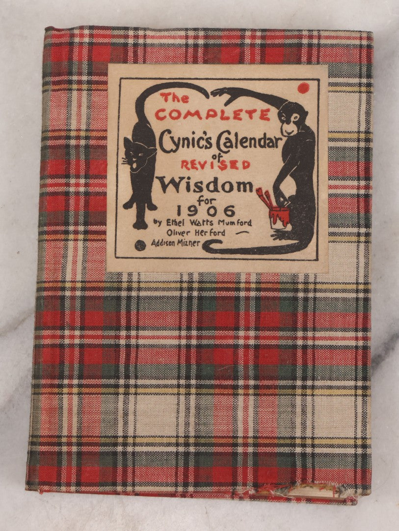 Lot 124 - "The Complete Cynic's Calendar Of Revised Wisdom For 1906" Antique Book With Black Cats On Cover By Ethel Watts Mumford, Oliver Herford, & Addison Mizner, With Macabre Frontispiece, Published By Paul Elder And Company, San Francisco 