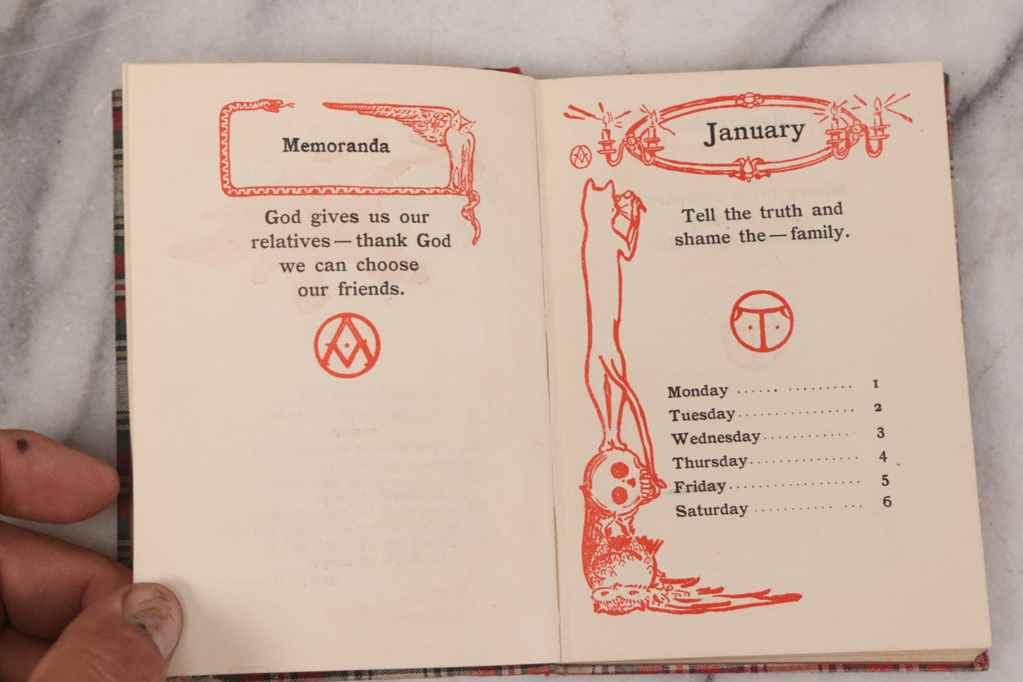 Lot 124 - "The Complete Cynic's Calendar Of Revised Wisdom For 1906" Antique Book With Black Cats On Cover By Ethel Watts Mumford, Oliver Herford, & Addison Mizner, With Macabre Frontispiece, Published By Paul Elder And Company, San Francisco 