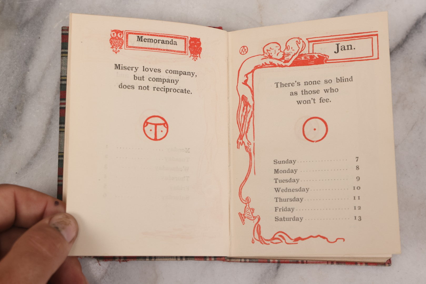 Lot 124 - "The Complete Cynic's Calendar Of Revised Wisdom For 1906" Antique Book With Black Cats On Cover By Ethel Watts Mumford, Oliver Herford, & Addison Mizner, With Macabre Frontispiece, Published By Paul Elder And Company, San Francisco 