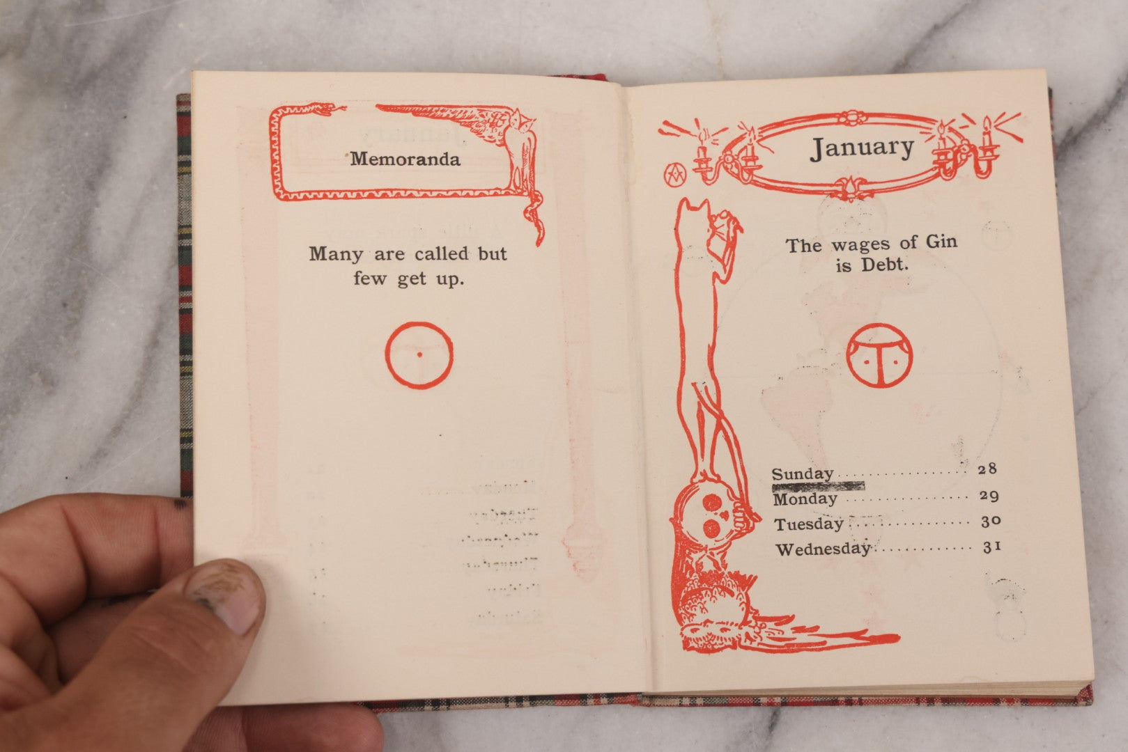 Lot 124 - "The Complete Cynic's Calendar Of Revised Wisdom For 1906" Antique Book With Black Cats On Cover By Ethel Watts Mumford, Oliver Herford, & Addison Mizner, With Macabre Frontispiece, Published By Paul Elder And Company, San Francisco 